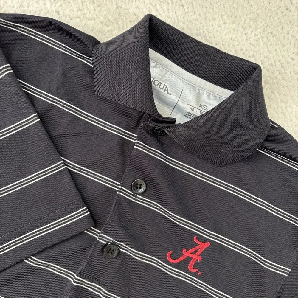 ALABAMA‎ CRIMSON TIDE Boys Performance Polo Shirt XS Black Stretch Football Golf